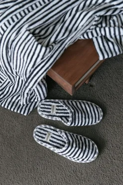 Business & Pleasure Co. Robe & Slipper Set - Lauren'S Navy Stripe