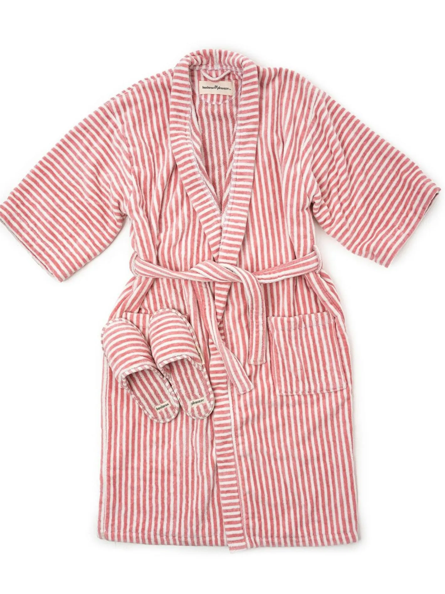Business & Pleasure Co. Robe & Slipper Set - Lauren'S Pink Stripe
