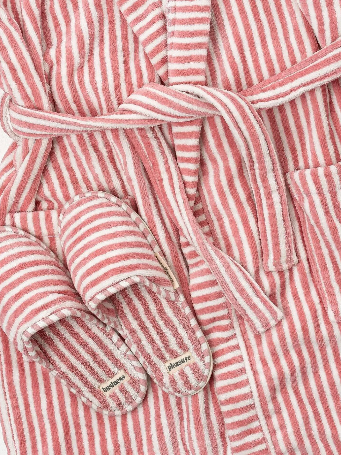 Business & Pleasure Co. Robe & Slipper Set - Lauren'S Pink Stripe