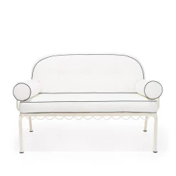 Business & Pleasure Co. The Al Fresco Love Seat Cushion Set - Rivie White
