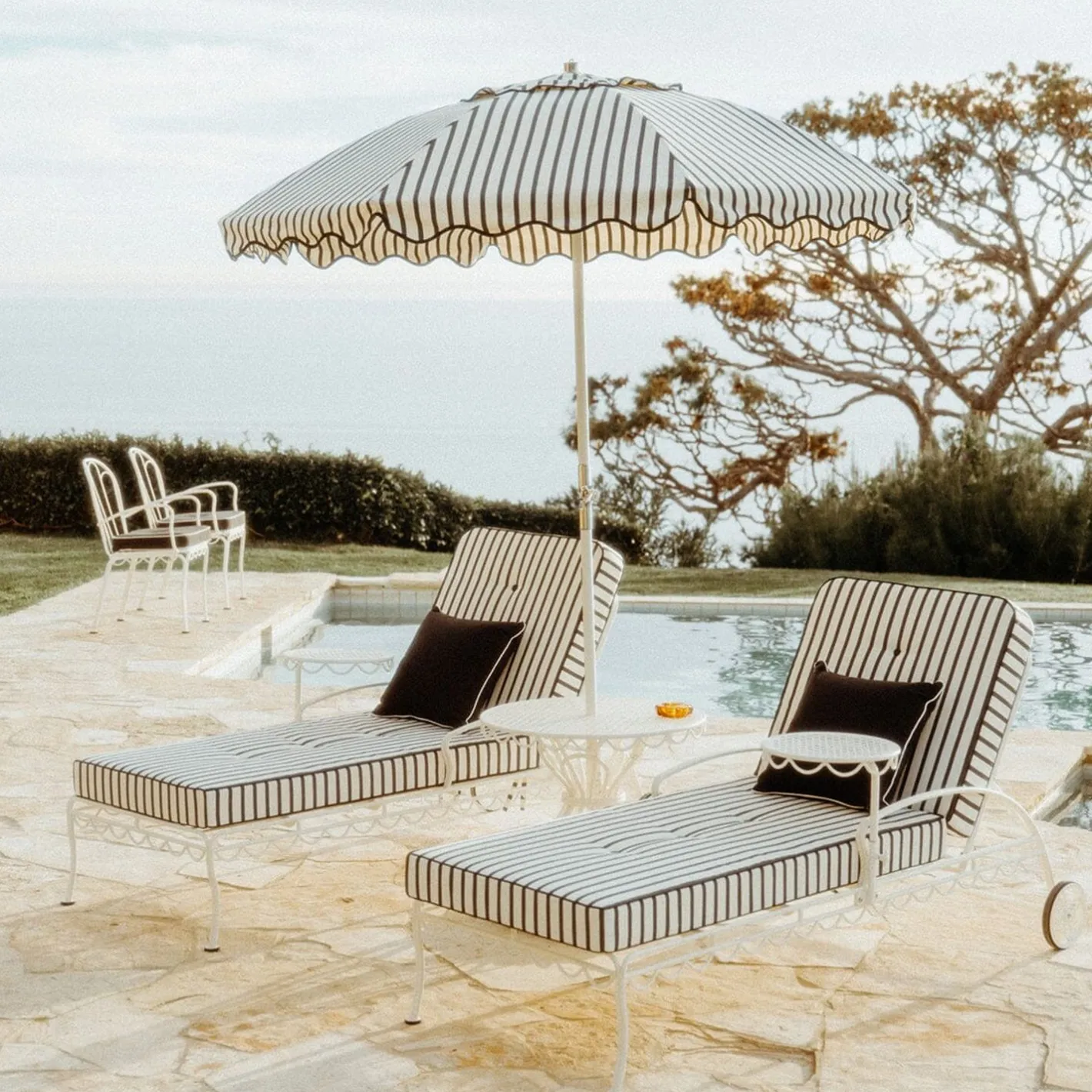 Business & Pleasure Co. The Al Fresco Sun Lounger Cushion - Monaco Black Stripe
