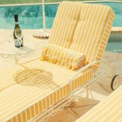 Business & Pleasure Co. The Al Fresco Sun Lounger Cushion - Monaco Mimosa Stripe