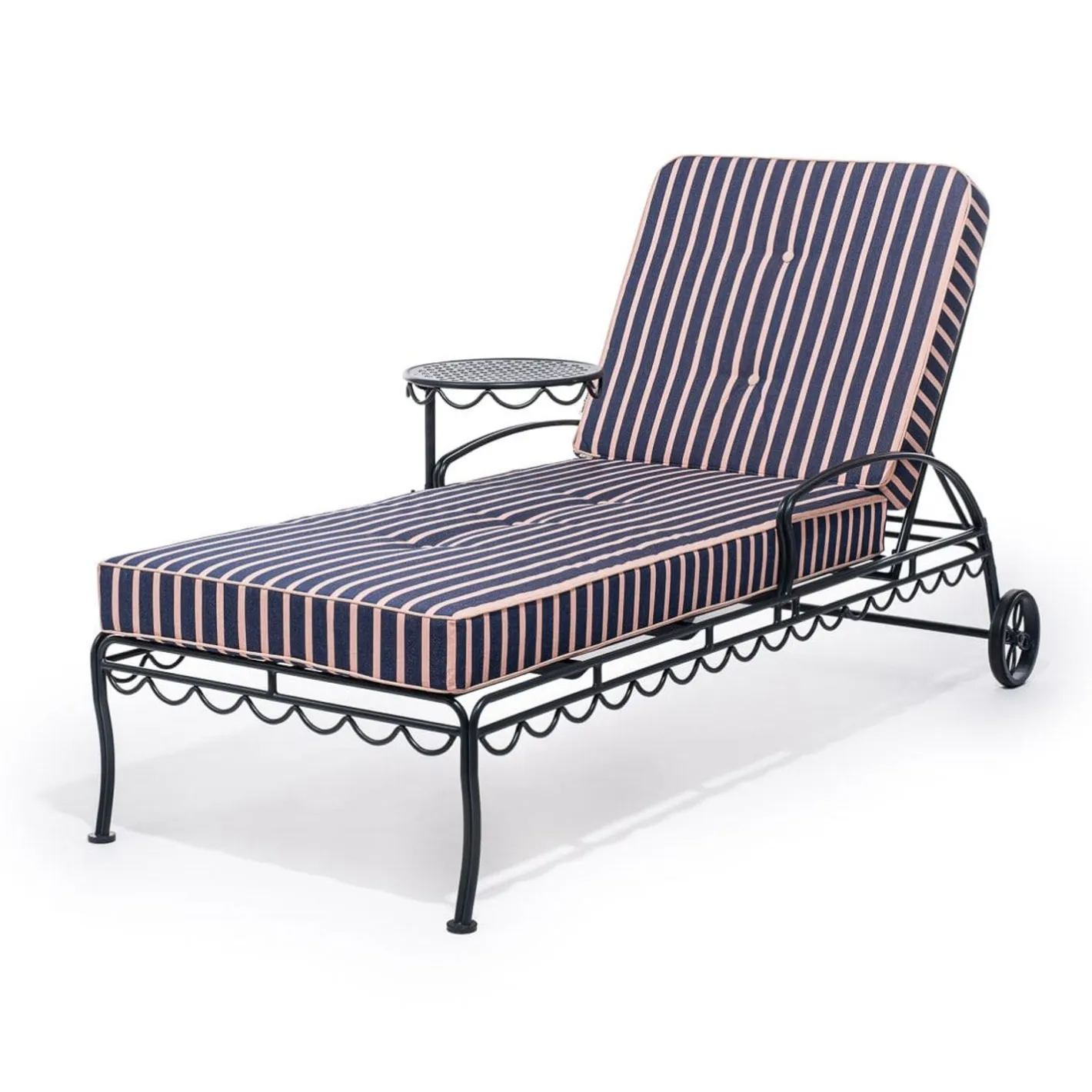 Business & Pleasure Co. The Al Fresco Sun Lounger Cushion - Monaco Navy And Pink Stripe