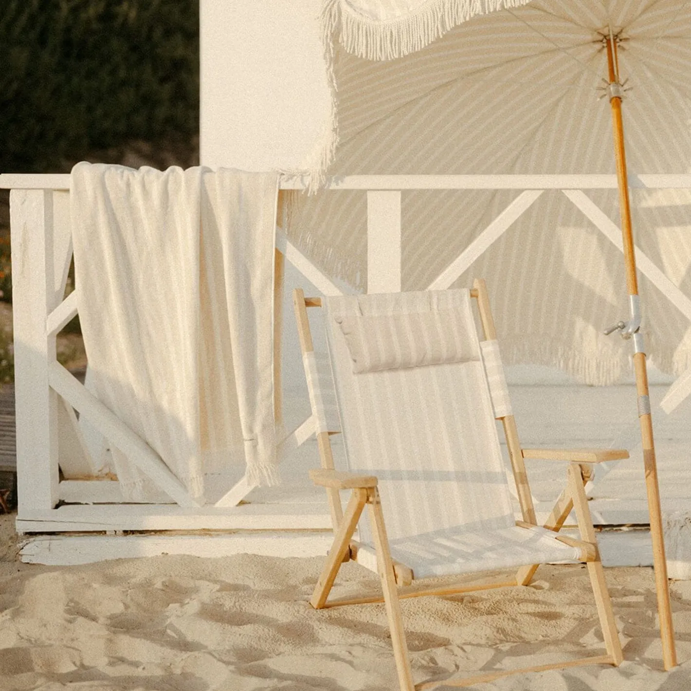 Business & Pleasure Co. The Beach Towel - Monaco Natural Stripe