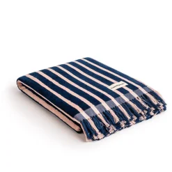 Business & Pleasure Co. The Beach Towel - Monaco Navy And Pink Stripe