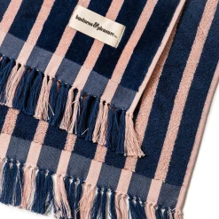 Business & Pleasure Co. The Beach Towel - Monaco Navy And Pink Stripe