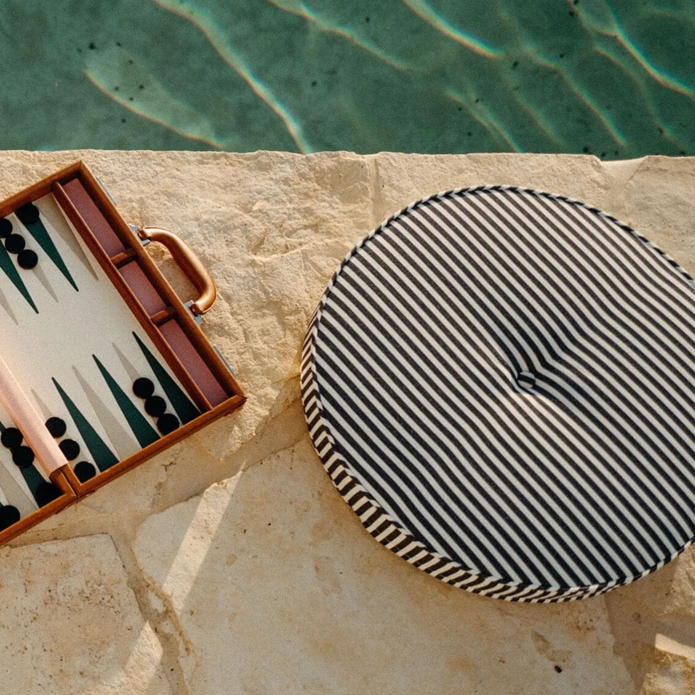 Business & Pleasure Co. The Circular Pillow - Laurens Navy Stripe