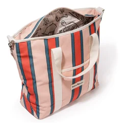 Business & Pleasure Co. The Cooler Tote Bag - Bistro Dusty Pink Stripe