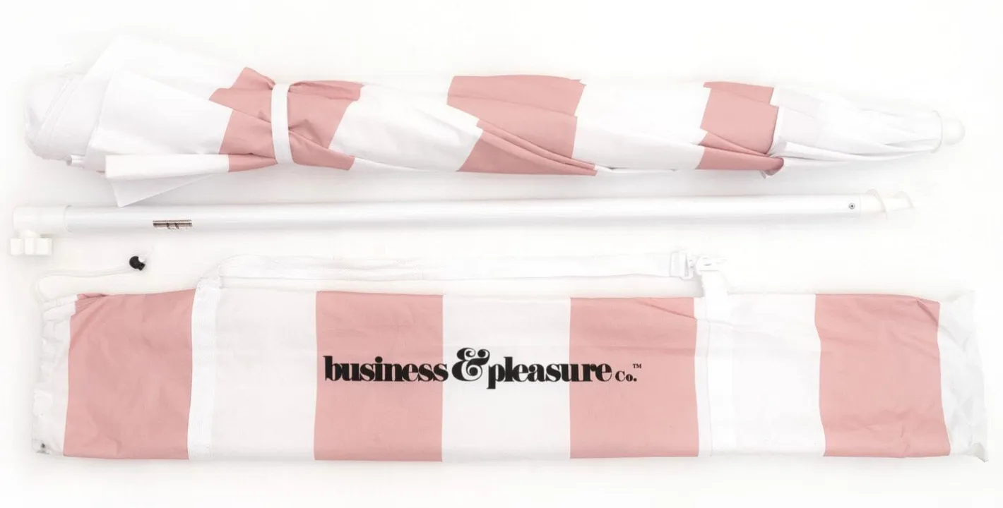Business & Pleasure Co. The Family Beach Umbrella - Pink Capri Stripe