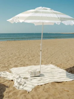 Business & Pleasure Co. The Family Beach Umbrella - Sage Capri Stripe