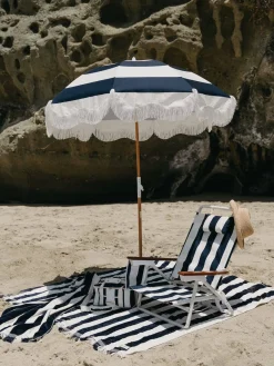 Business & Pleasure Co. The Holiday Beach Blanket - Navy Capri Stripe