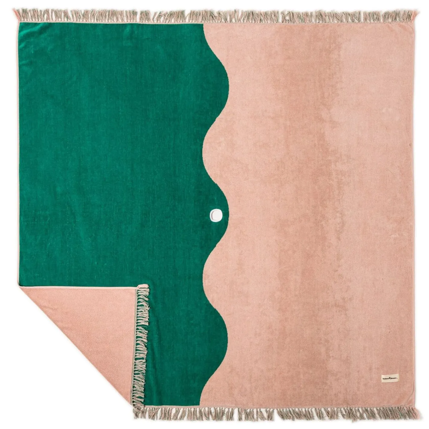 Business & Pleasure Co. The Holiday Beach Blanket - Ocean Green And Pink Stripe
