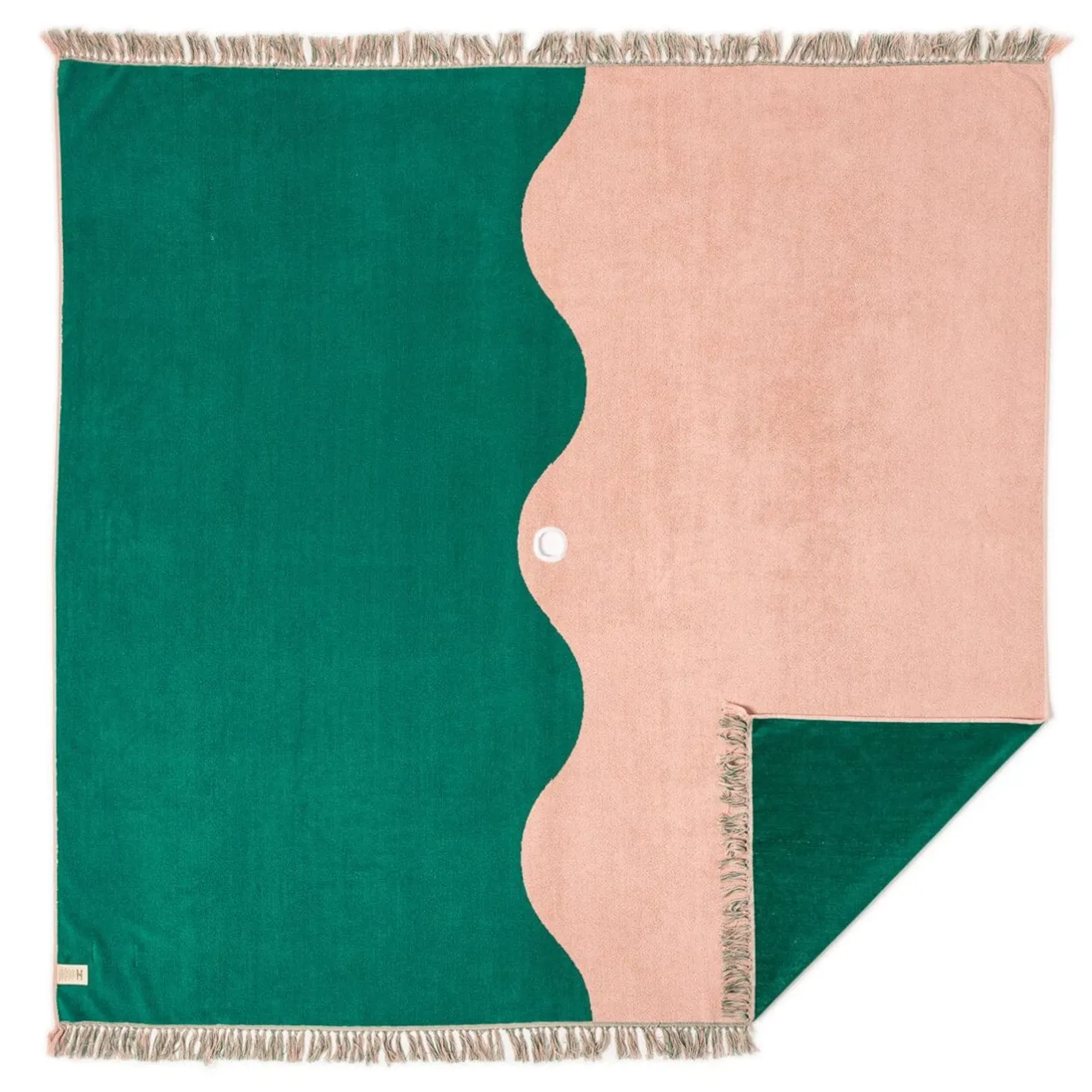 Business & Pleasure Co. The Holiday Beach Blanket - Ocean Green And Pink Stripe