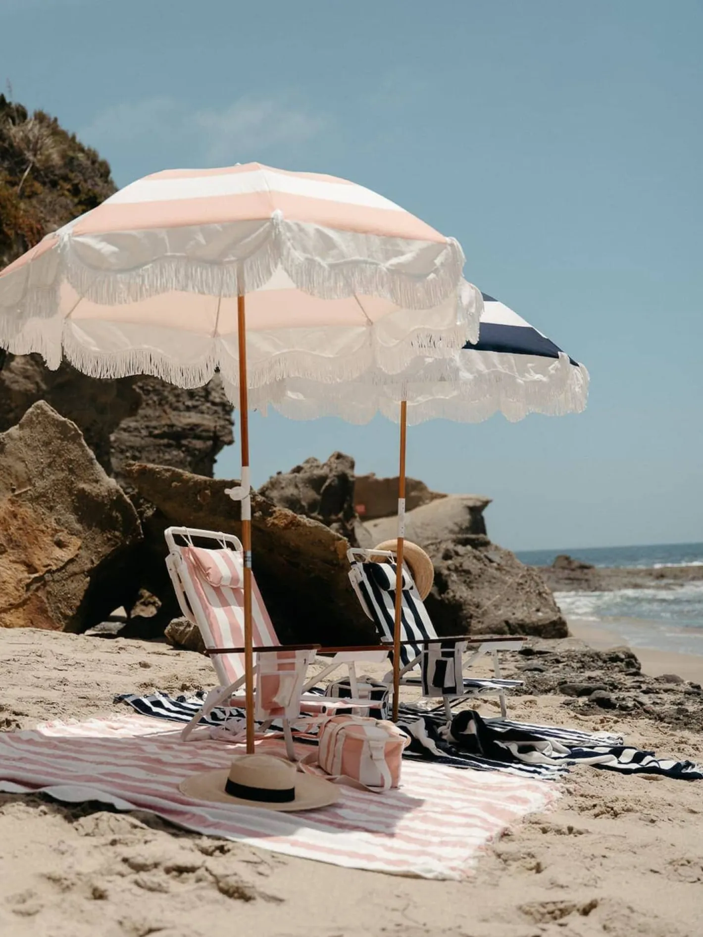 Business & Pleasure Co. The Holiday Beach Blanket - Pink Capri Stripe