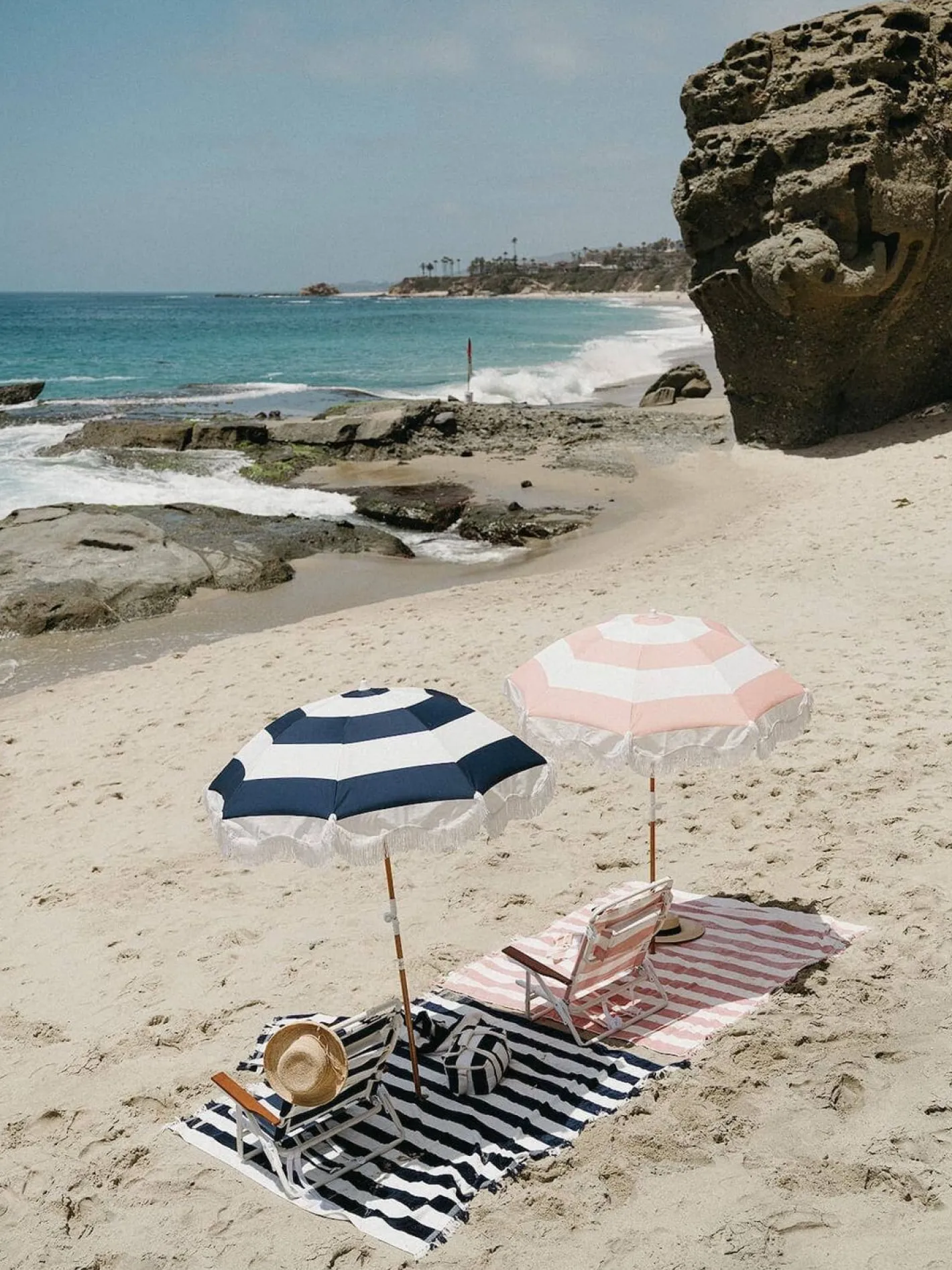 Business & Pleasure Co. The Holiday Beach Blanket - Pink Capri Stripe