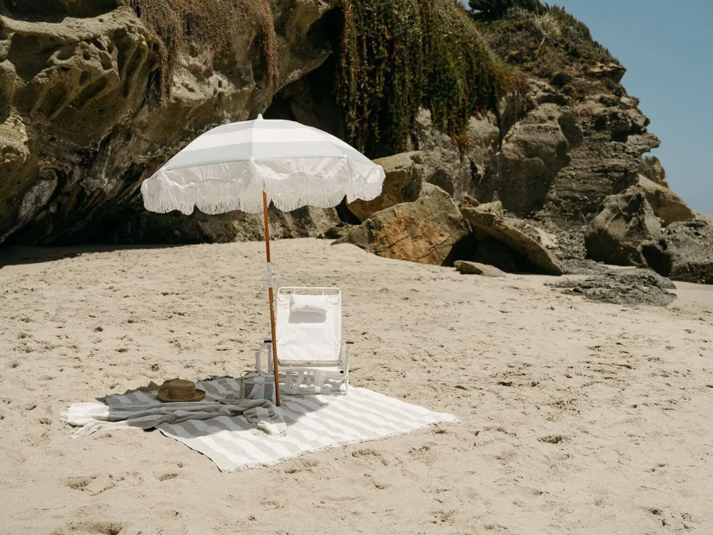 Business & Pleasure Co. The Holiday Beach Blanket - Sage Capri Stripe
