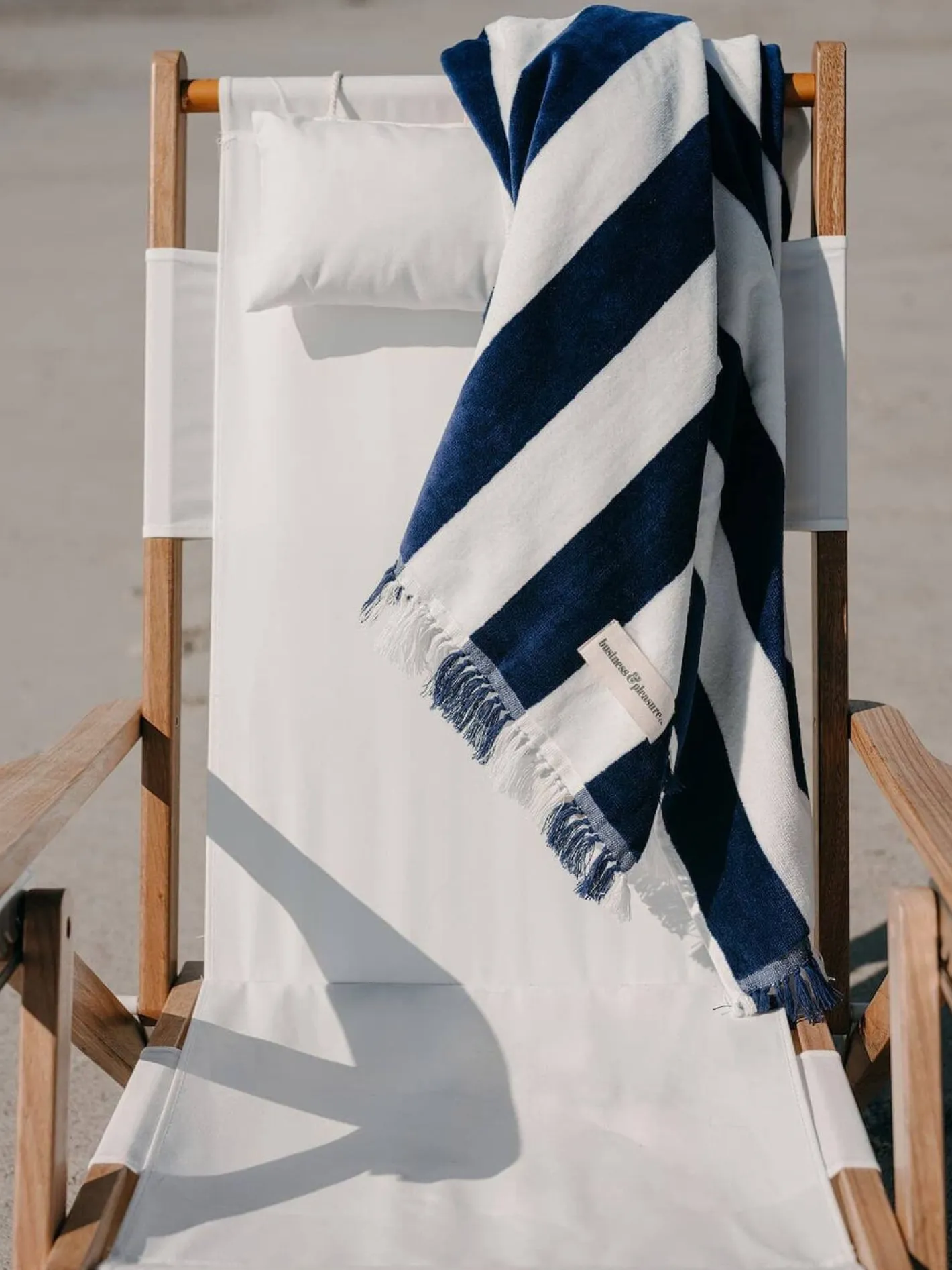 Business & Pleasure Co. The Holiday Beach Towel - Navy Capri Stripe