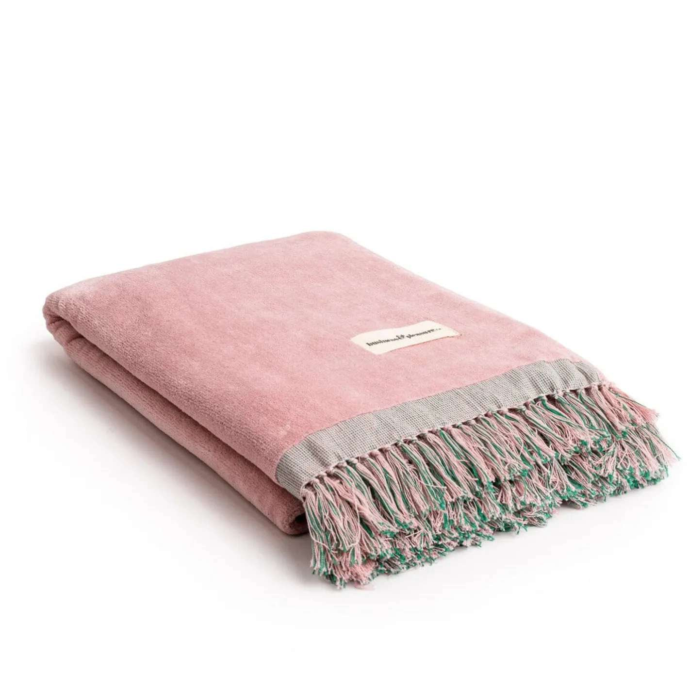 Business & Pleasure Co. The Holiday Beach Towel - Ocean Green And Pink Stripe