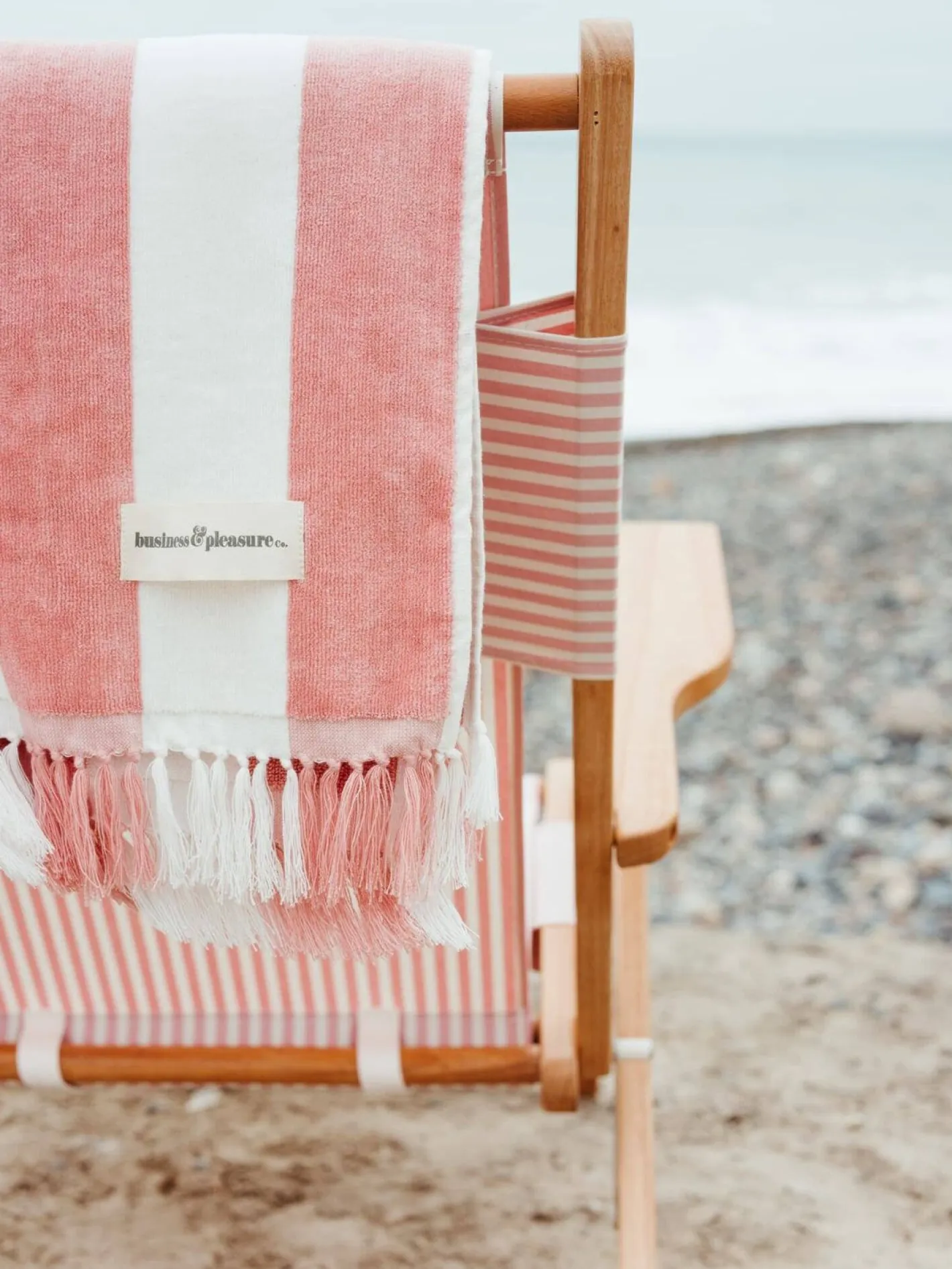 Business & Pleasure Co. The Holiday Beach Towel - Pink Capri Stripe