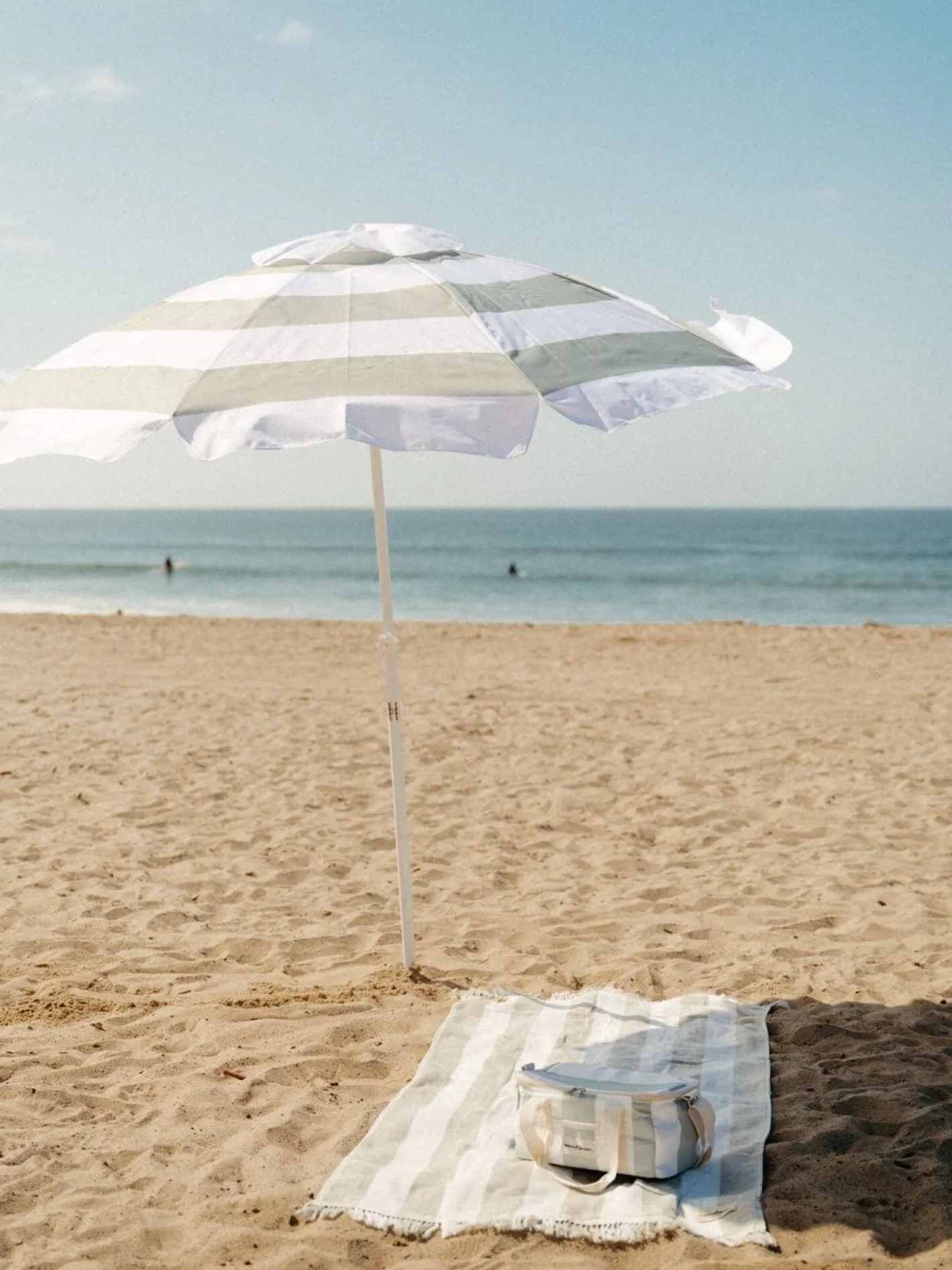 Business & Pleasure Co. The Holiday Beach Towel - Sage Capri Stripe