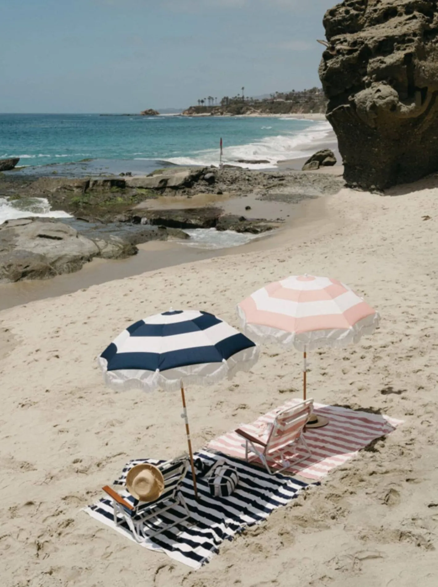 Business & Pleasure Co. The Holiday Beach Umbrella - Navy Capri Stripe