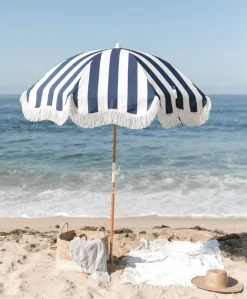 Business & Pleasure Co. The Holiday Beach Umbrella - Navy Crew Stripe
