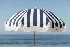 Business & Pleasure Co. The Holiday Beach Umbrella - Navy Crew Stripe