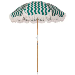Business & Pleasure Co. The Holiday Beach Umbrella - Ocean Green And Pink Stripe
