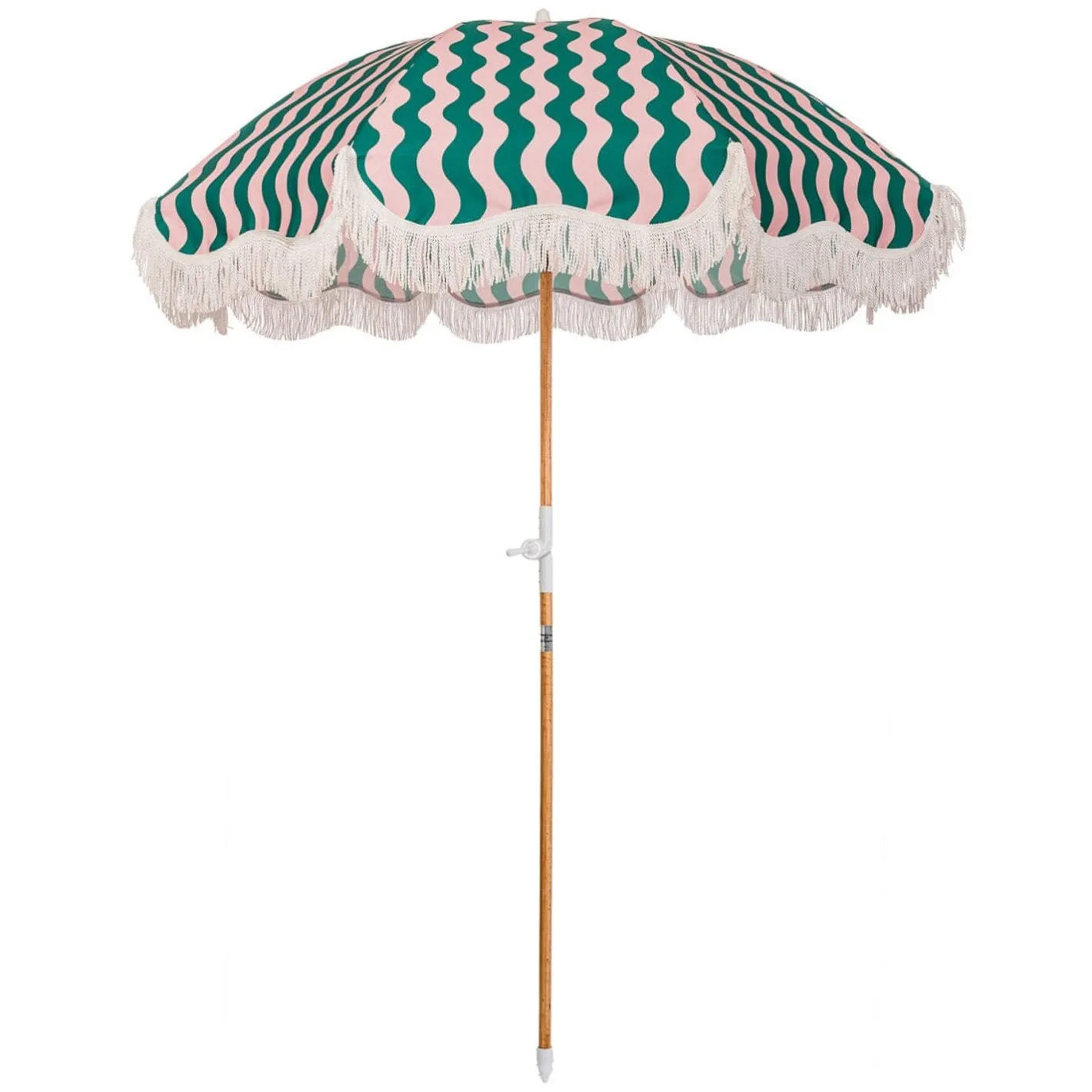 Business & Pleasure Co. The Holiday Beach Umbrella - Ocean Green And Pink Stripe