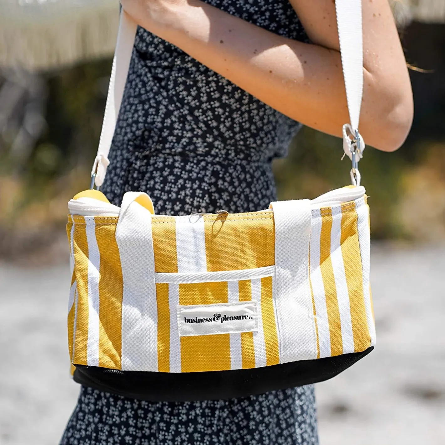 Business & Pleasure Co. The Holiday Cooler Bag - Fff Yellow Stripe
