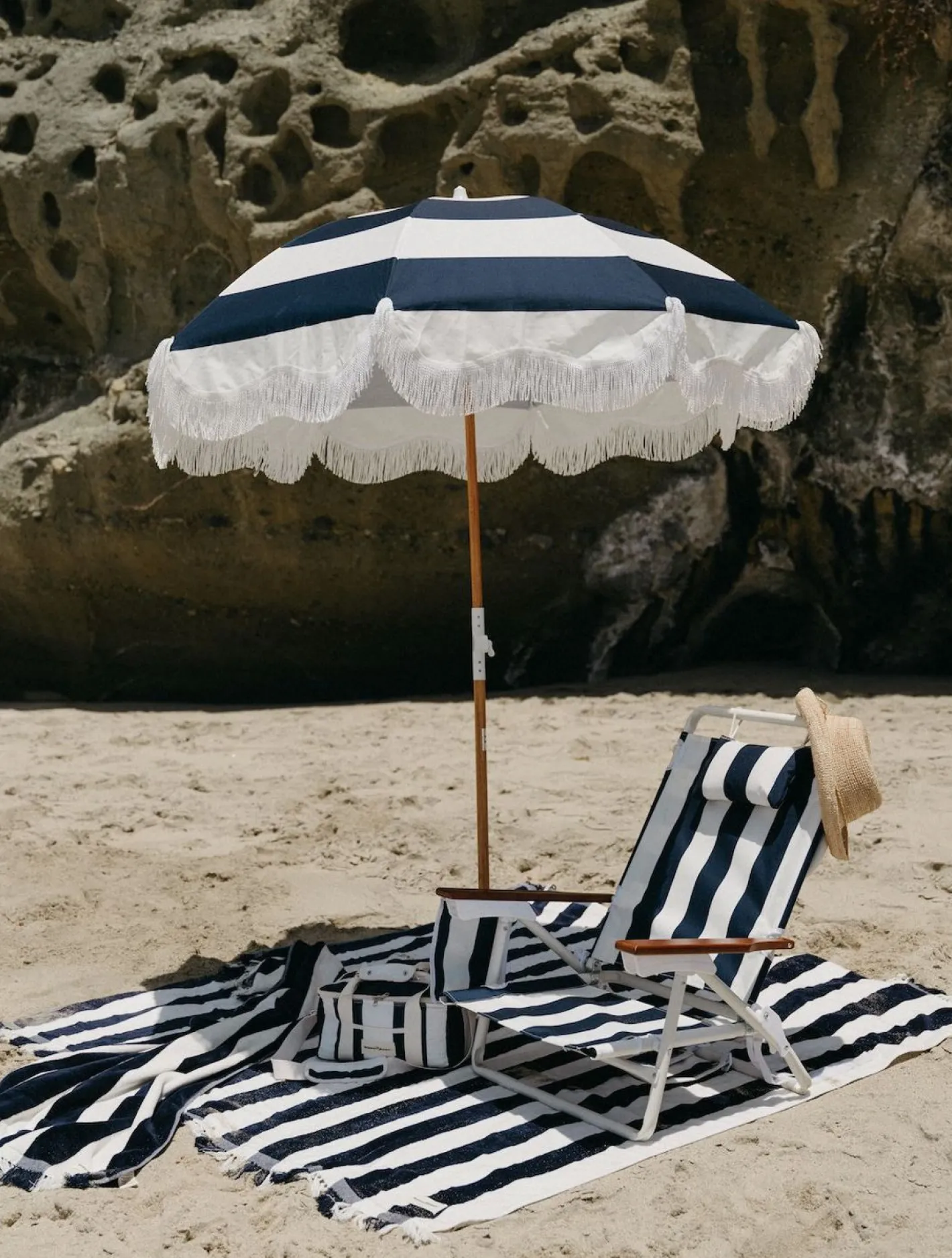 Business & Pleasure Co. The Holiday Cooler Bag - Navy Capri Stripe