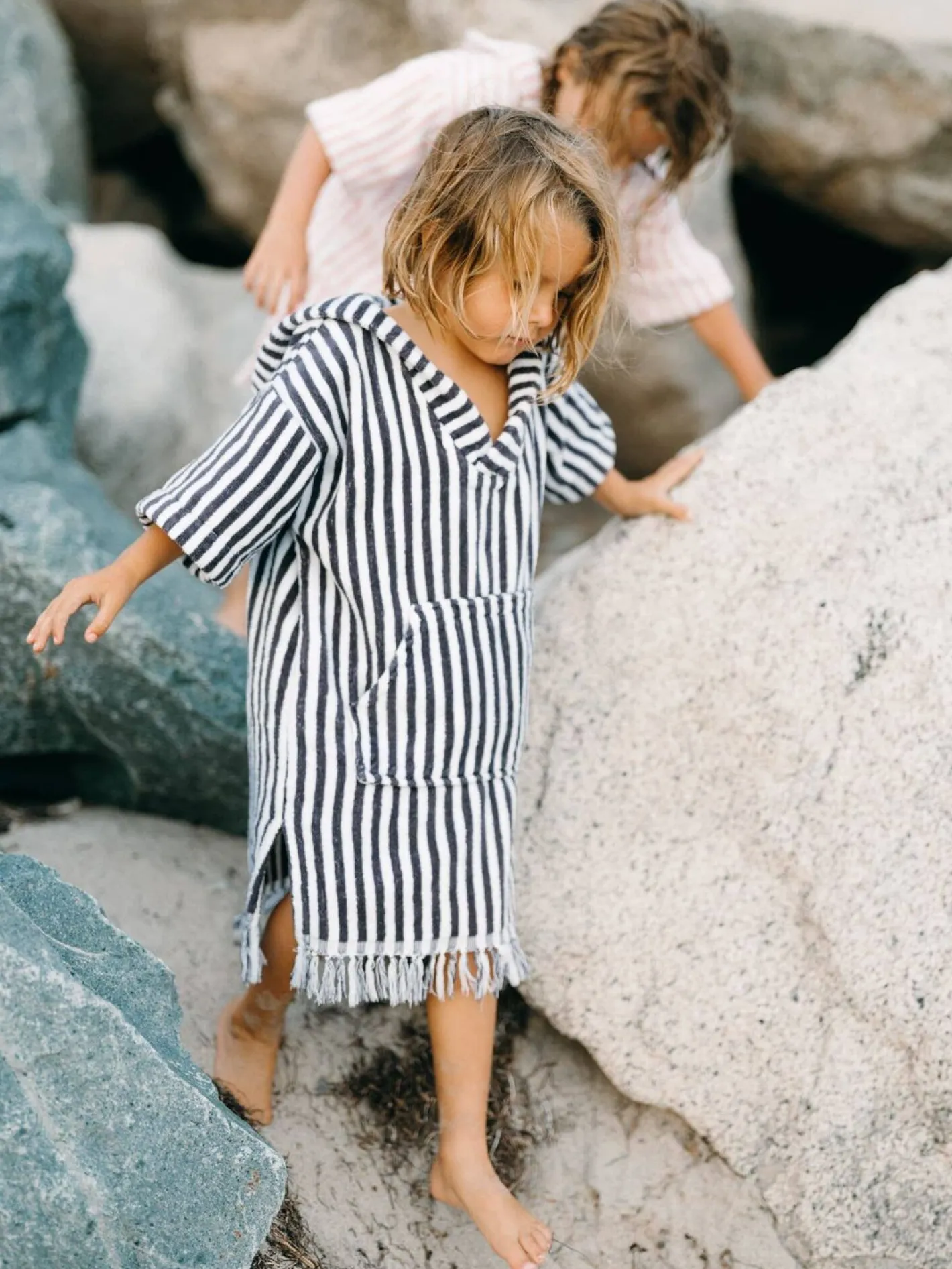 Business & Pleasure Co. The Mini Poncho - Lauren'S Navy Stripe