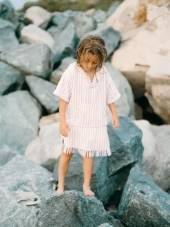 Business & Pleasure Co. The Mini Poncho - Lauren'S Pink Stripe