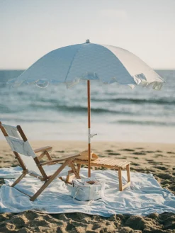 Business & Pleasure Co. The Premium Beach Umbrella - Vintage Blue Check