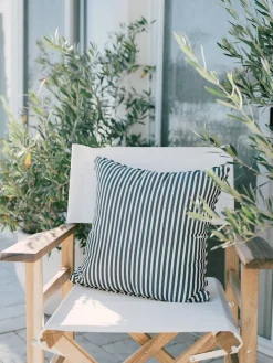 Business & Pleasure Co. The Small Square Throw Pillow - Lauren'S Navy Stripe
